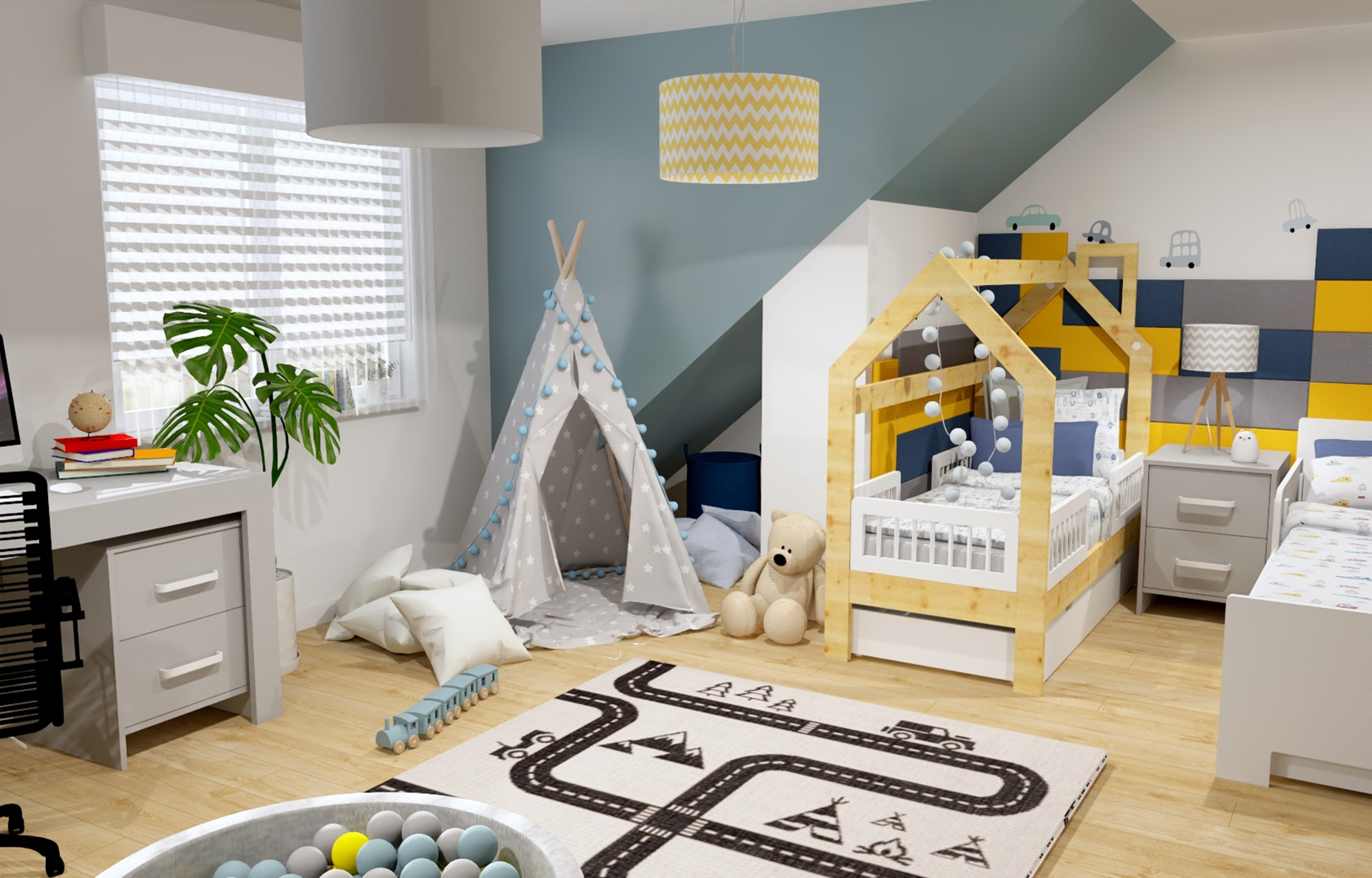 Kolorowy pokój rodzeństwa - Janek i jego młodszy braciszek