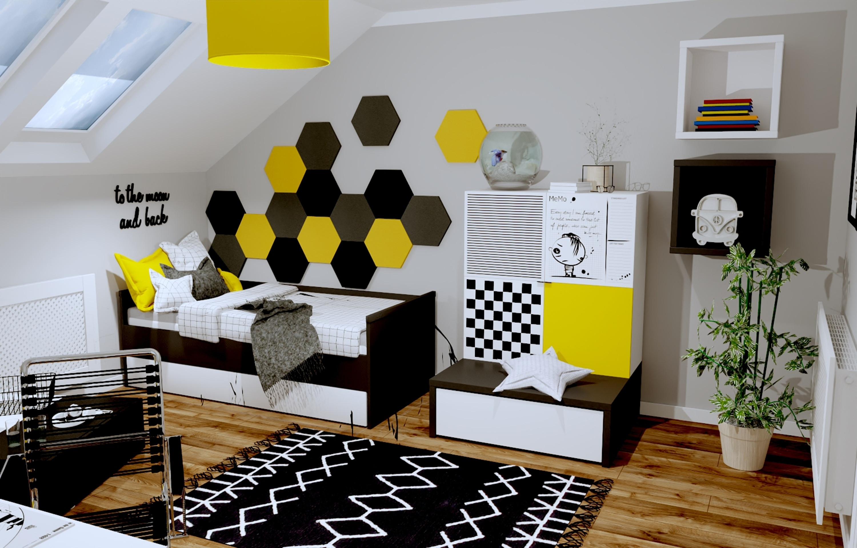 Czarno-żółty pokój dla nastolatka - Miłosz