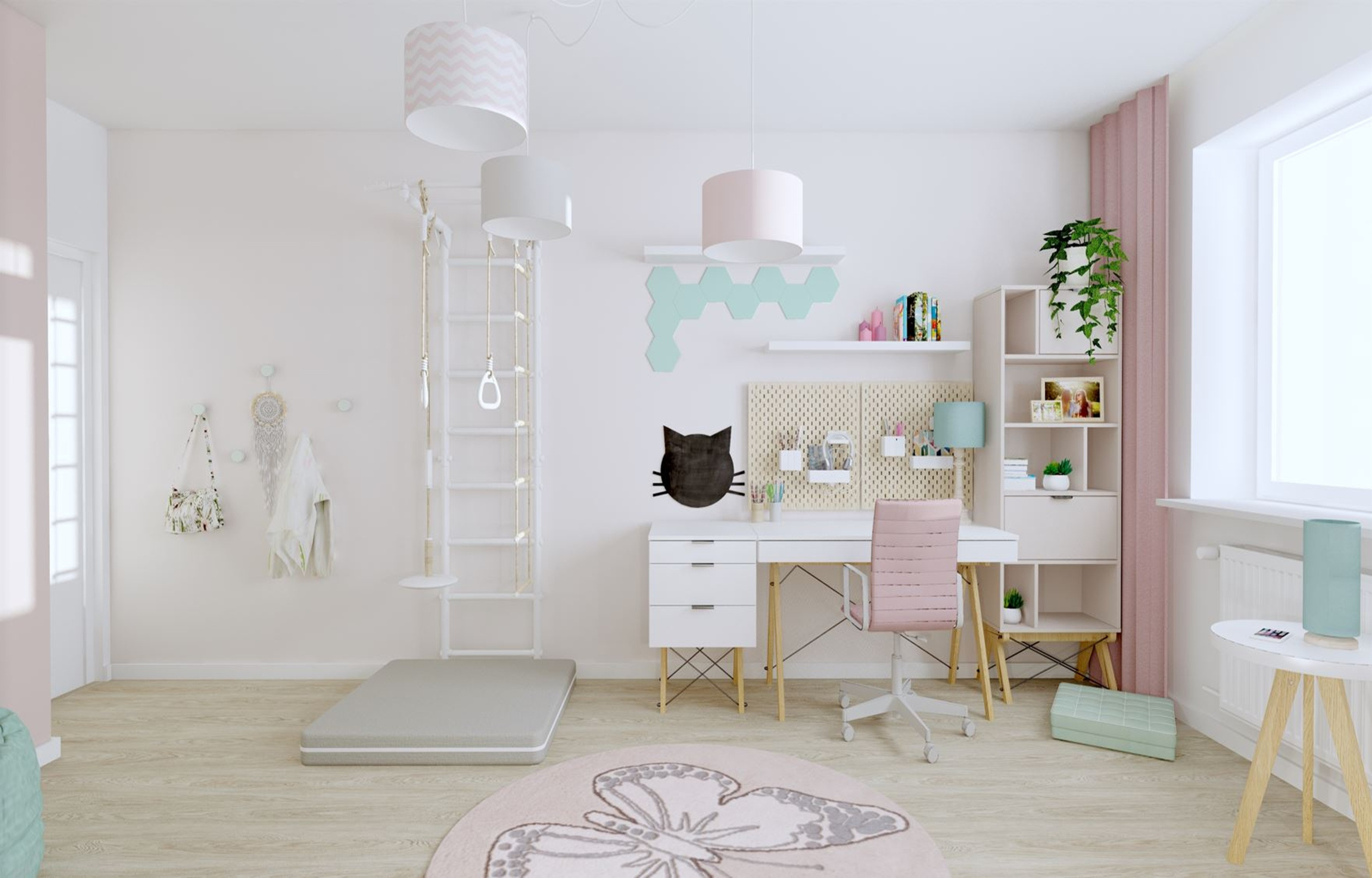 Różowo-miętowy pokój dla dziewczynki