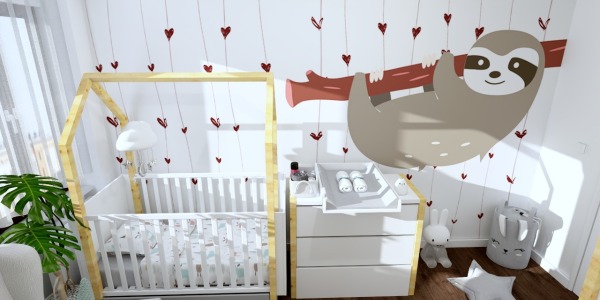 Mały pokój dla niemowlaka - motyw leniwca!