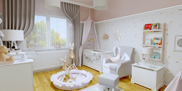 Biało-różowy pokój dla dziewczynki - Lenka