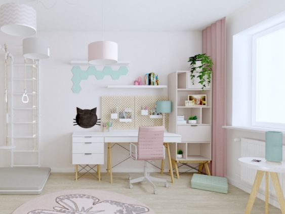 Różowo-miętowy pokój dla dziewczynki