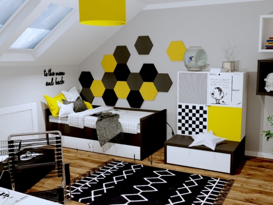 Czarno-żółty pokój dla nastolatka - Miłosz 