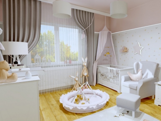 Biało-różowy pokój dla dziewczynki - Lenka 